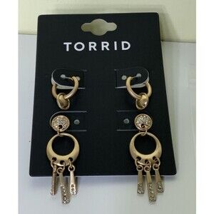 TORRID Pave Disc Earrings Gold NEW